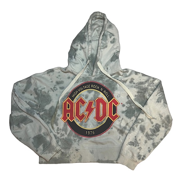 AC/DC Tops - AC/DC High Voltage Rock N Roll Green Tie-Dye Hoodie